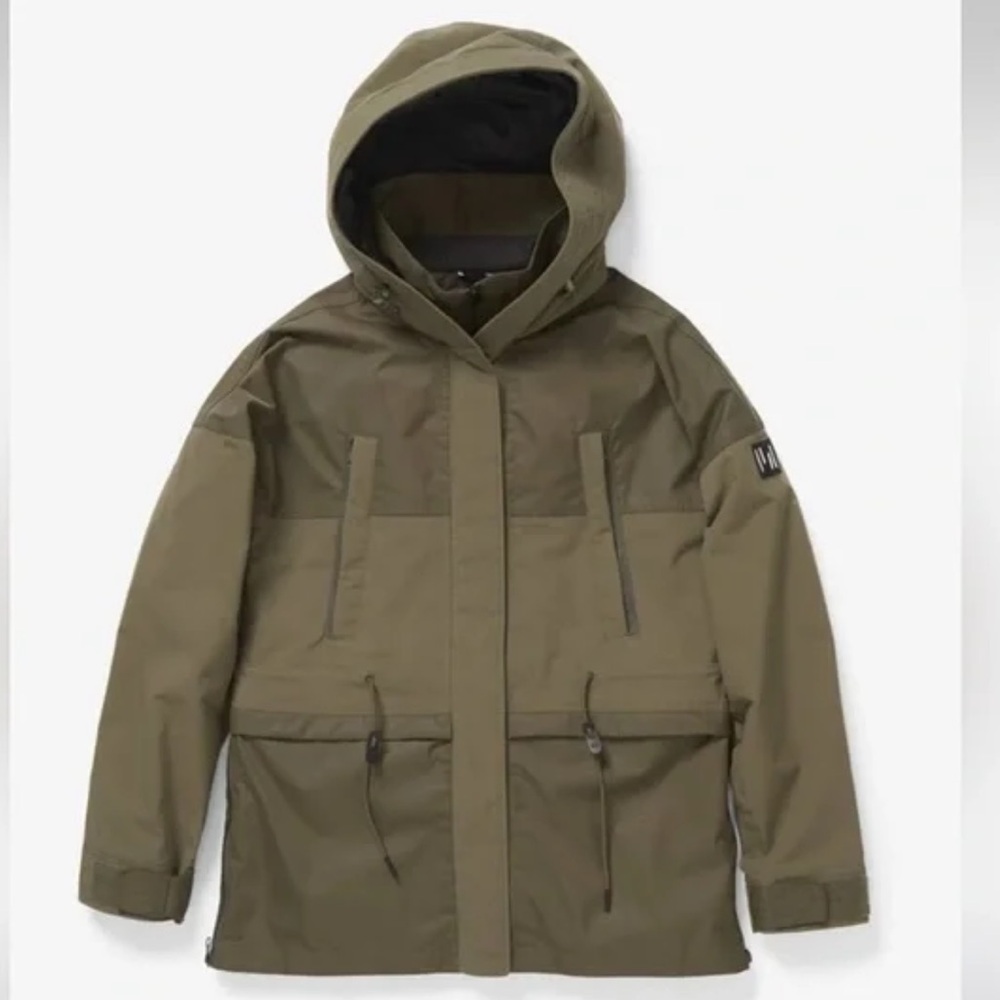 Holden Oversized Parka Ski Jacket Stone Green Hooded Zippered M from Free People